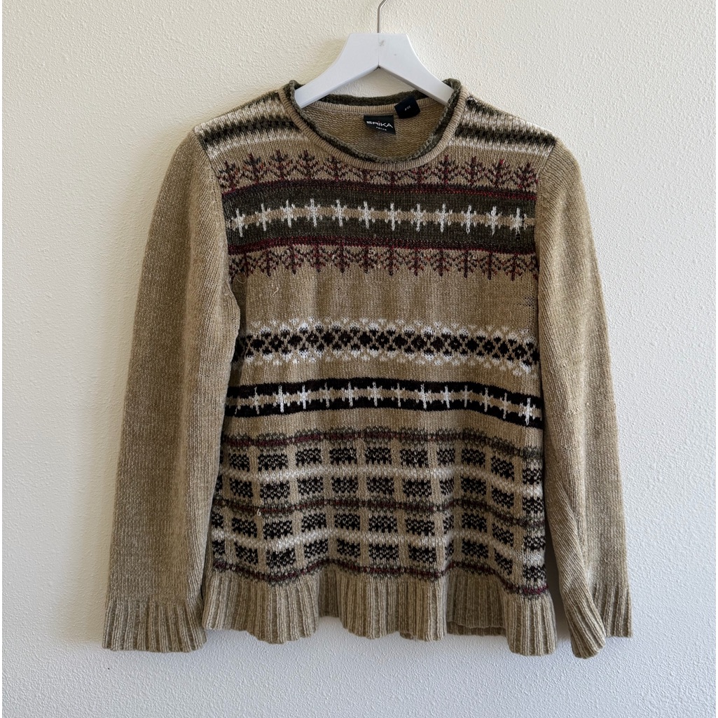 Vintage Erika Beige Striped Sweater Size Large Vintage Erika Beige Striped Sweater Size Large